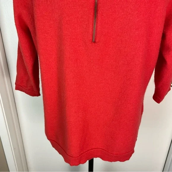Blouse Woman Extra Fine Merino Wool Sweater Sweatshirt 3/4 Sleeve 1X Plus Red - Picture 11 of 11